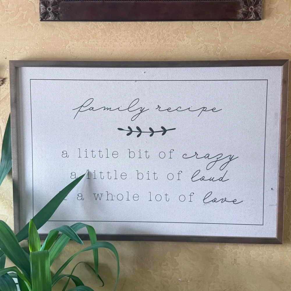 Wall Art Home OS Cream Family Recipe Crazy Loud Love Framed Canvas